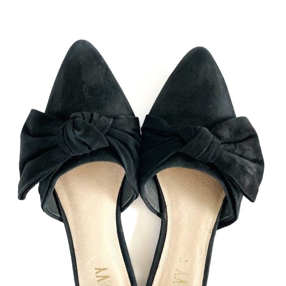 Renvy Amore Black Suede Mules Women's 6.5 Leather Slip On Flats Modern Casual - Picture 11 of 16